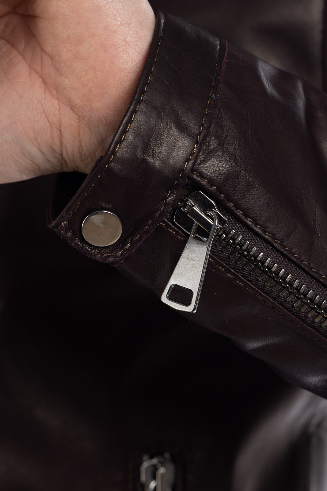 Giacca in vera pelle uomo con zip Reese testa di moro