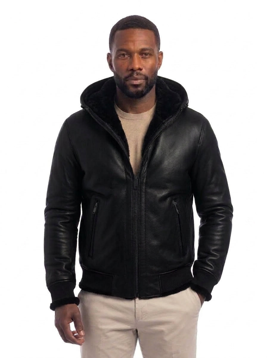 Bomber montone uomo con zip Polo Shearling nero