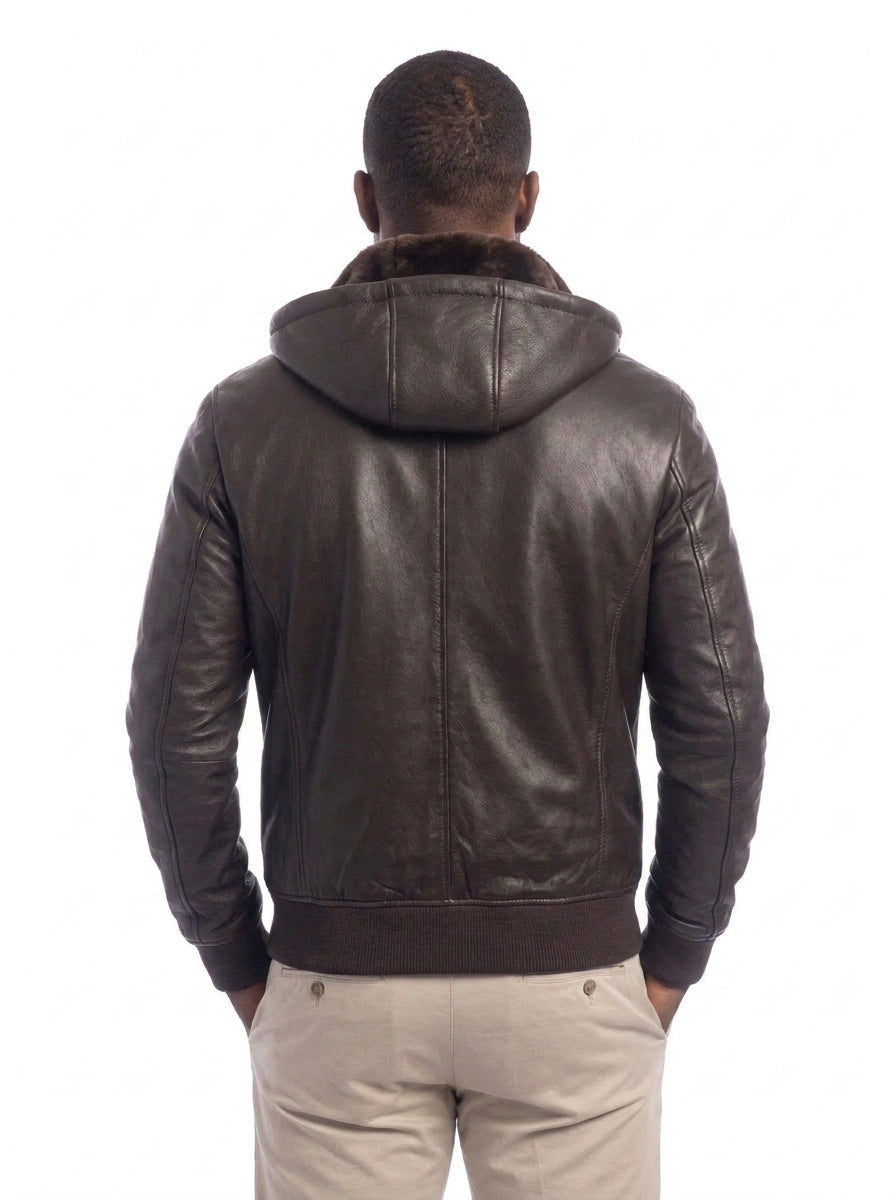 Bomber montone uomo con zip Polo Shearling testa di moro