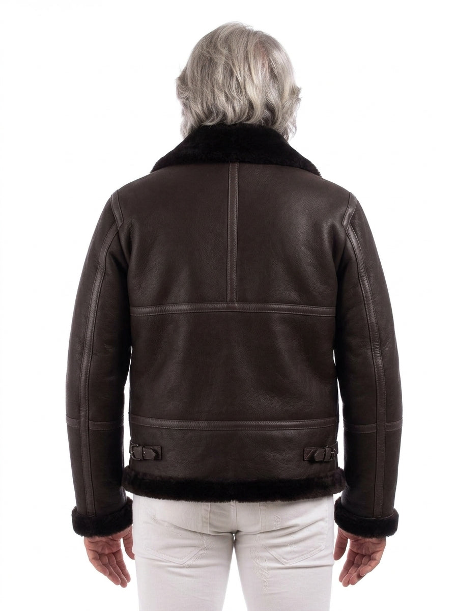 Bomber montone uomo con zip aviatore ROCKY B3 marrone vintage