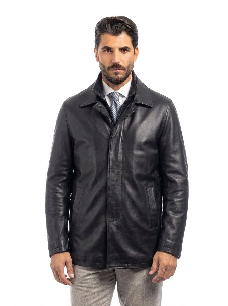 Giaccone in vera pelle FAY uomo nero
