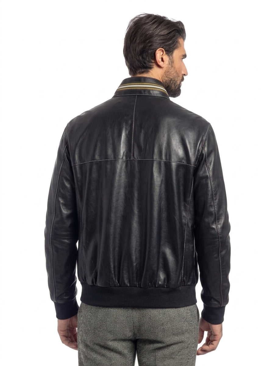 Bomber Gold Bunn nero in montone con zip