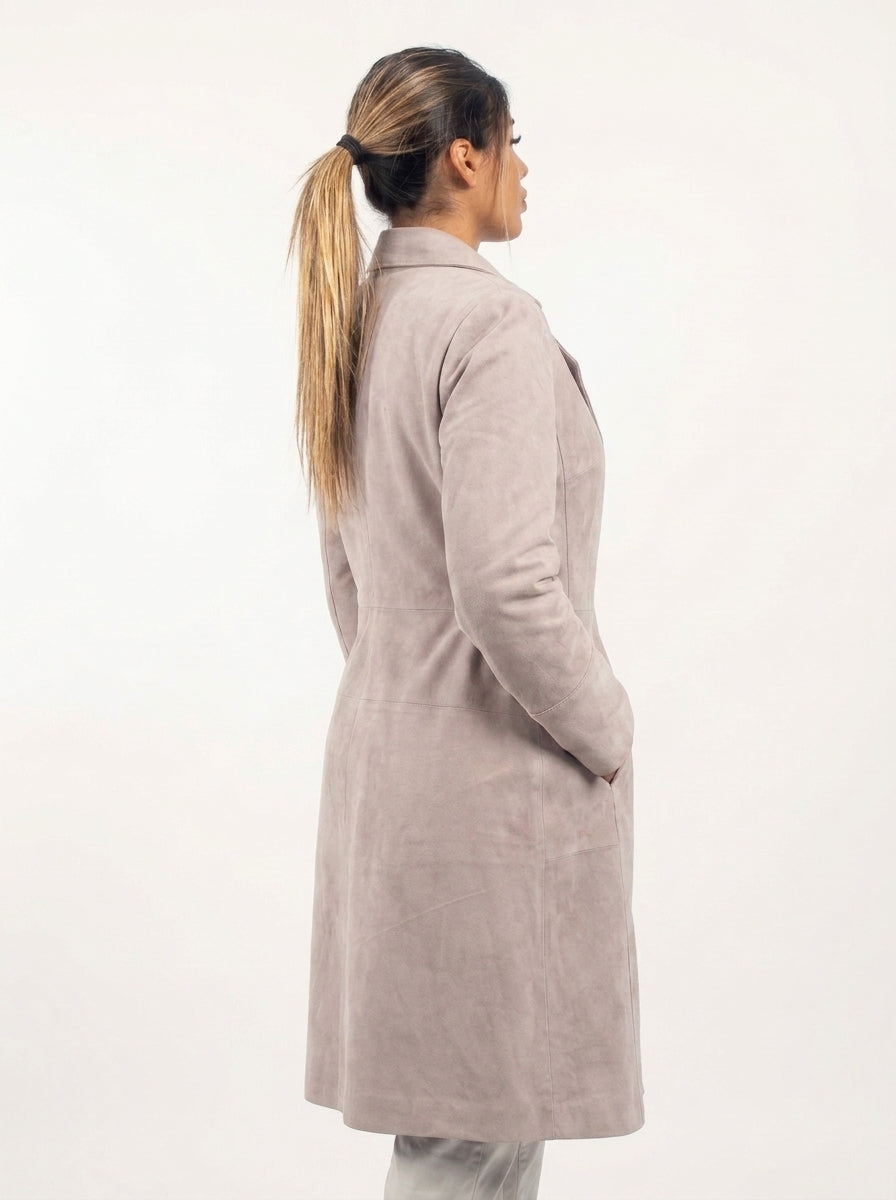 Giacca spolverino in camoscio donna