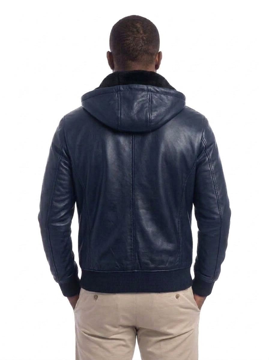 Bomber montone uomo con zip Polo Shearling blu