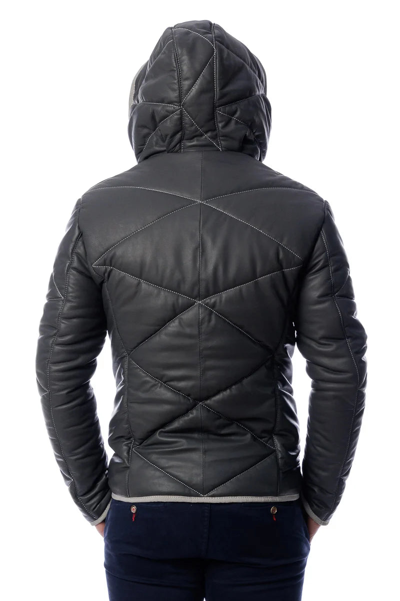 Piumino in vera pelle uomo con zip VISC bambino