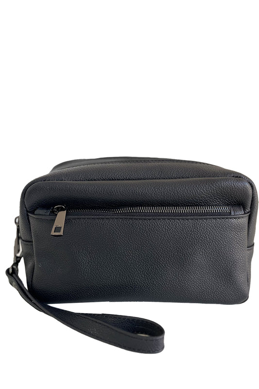 Pochette nera in vera pelle maxi