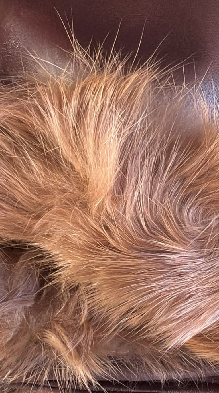 Guanto in vera pelle da donna marrone foderato in lapin